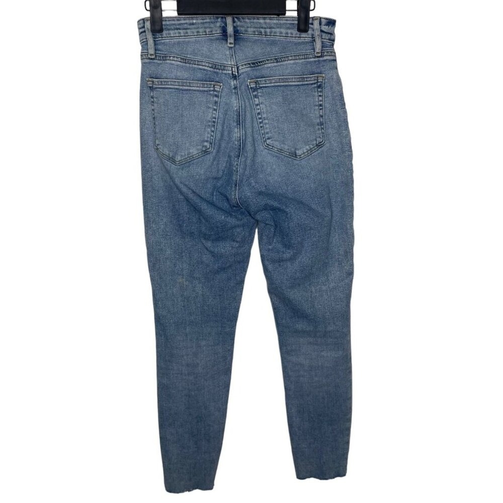 Loft Curvy High Waist Skinny Ankle Jeans Blue Distressed Raw Hem Size 25 0 - Picture 2 of 15